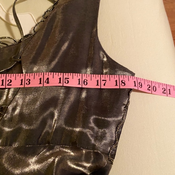 NEW Floor Length Dress Bronze Satin Gold Lace Size 11/12 - Picture 7 of 11